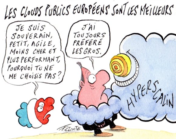 Dessin: Les clouds publics 100 % européens meilleurs en performance/prix